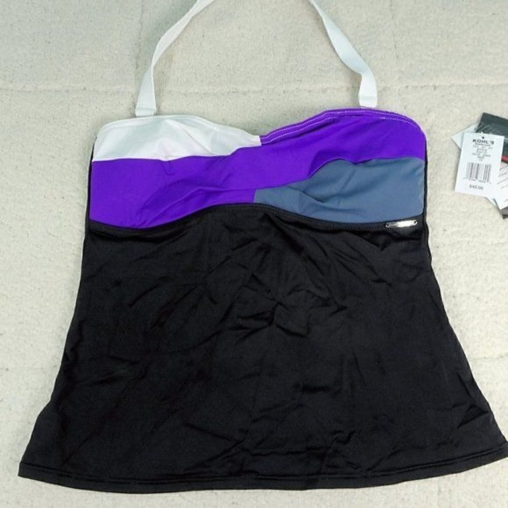 ZeroXposur Grape/Gray/Black/White Tankini Size 8